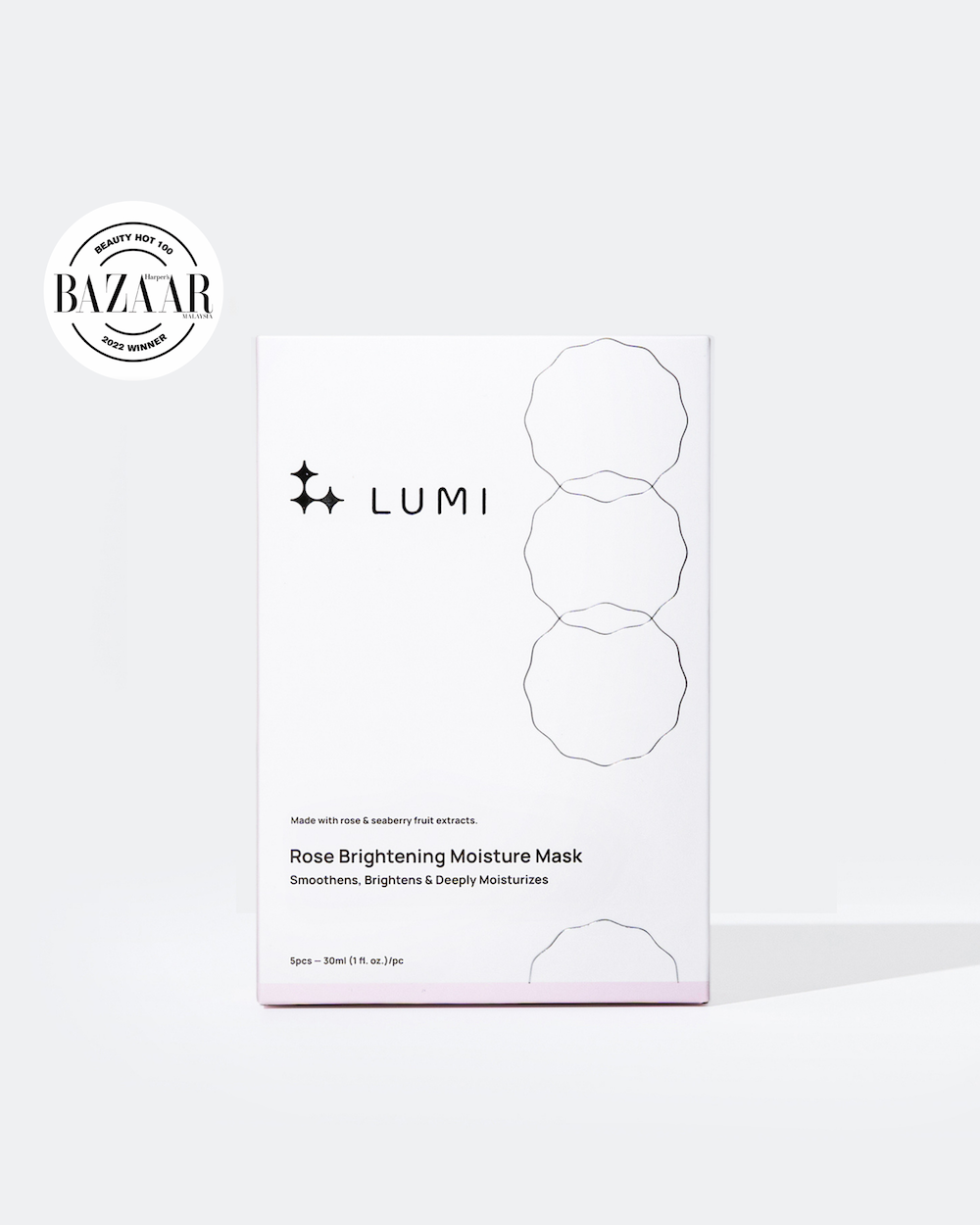 LUMI 玫瑰水潤亮白面膜 (5片/盒)